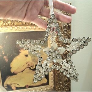 Handmade Beaded 4 Crystal Star & 4 Snowflake Christmas Ornaments Set Of 8